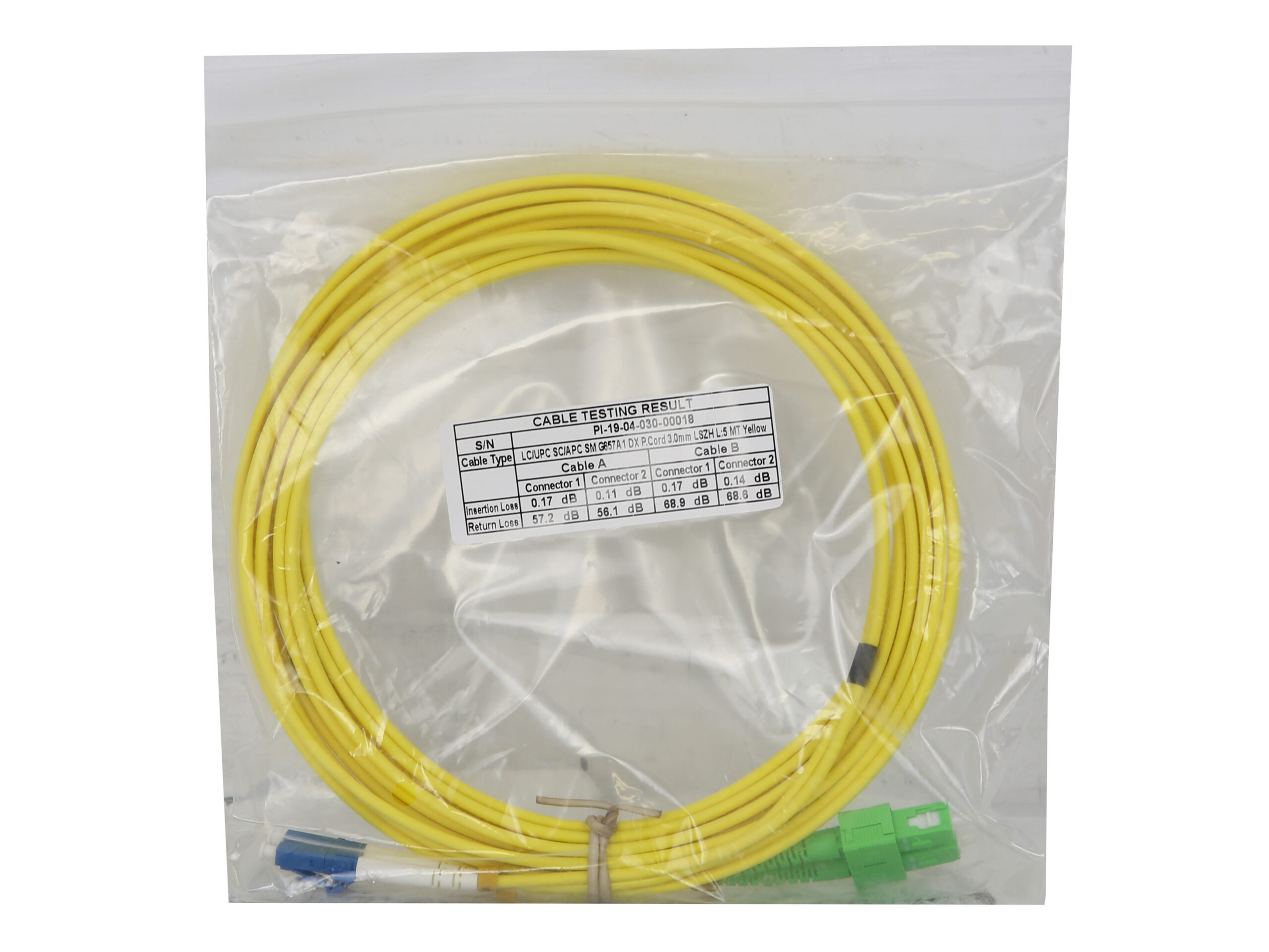 5x Cavo Patchcord in fibra ottica LC/UPC SC/APC SM G657a1 DX 3,0 mm LSZH 5 m Nuovo - immagine 2