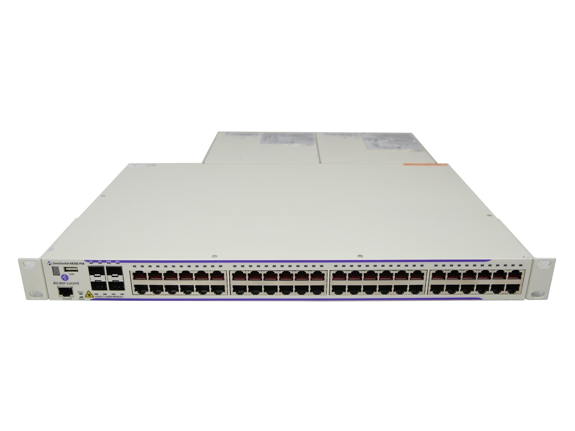 Switch Alcatel-Lucent 6850E-P48 48xPoE 1Gb 4x Combo SFP 1Gb 2x PS-360W-AC-E