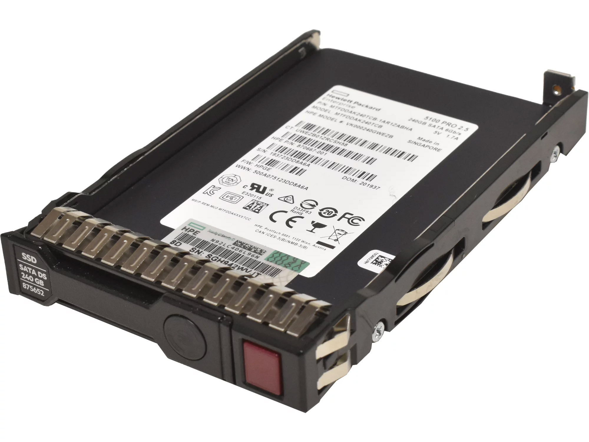 Micron HPE 5100 PRO 2,5 240 GB SATA 6 Gb SSD MTFDDAK240TCB 875652-001 870667-001 - immagine 2