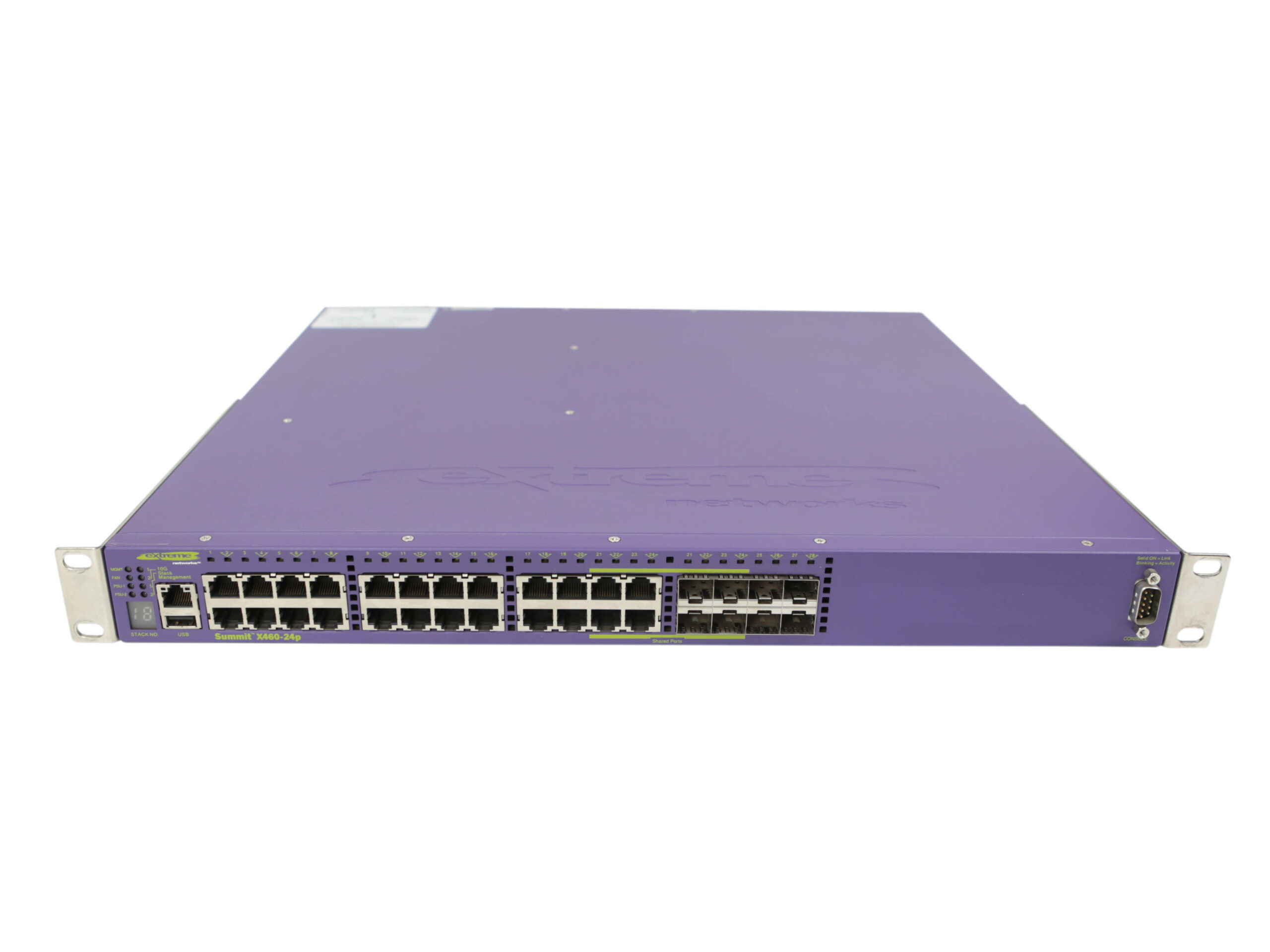 Extreme Networks Switch X460-24p 24x PoE 1Gb 8x(4xCombo)SFP 1Gb 2x PSU Orecchie