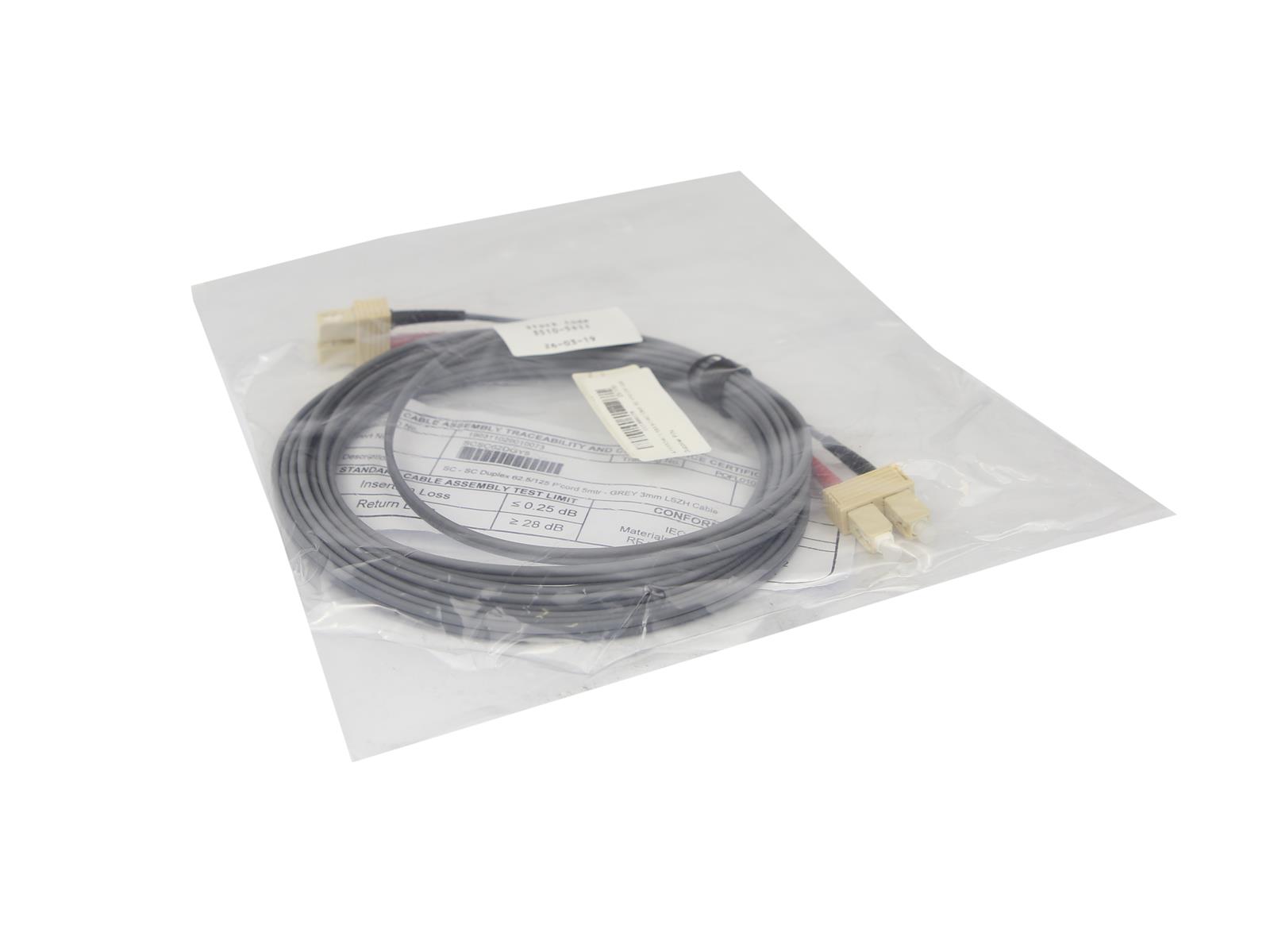Patchcord Videk SC-SC Duplex 62,5/125 5 m - Grigio 3 mm LSZH SCSC62DGY5 Nuovo