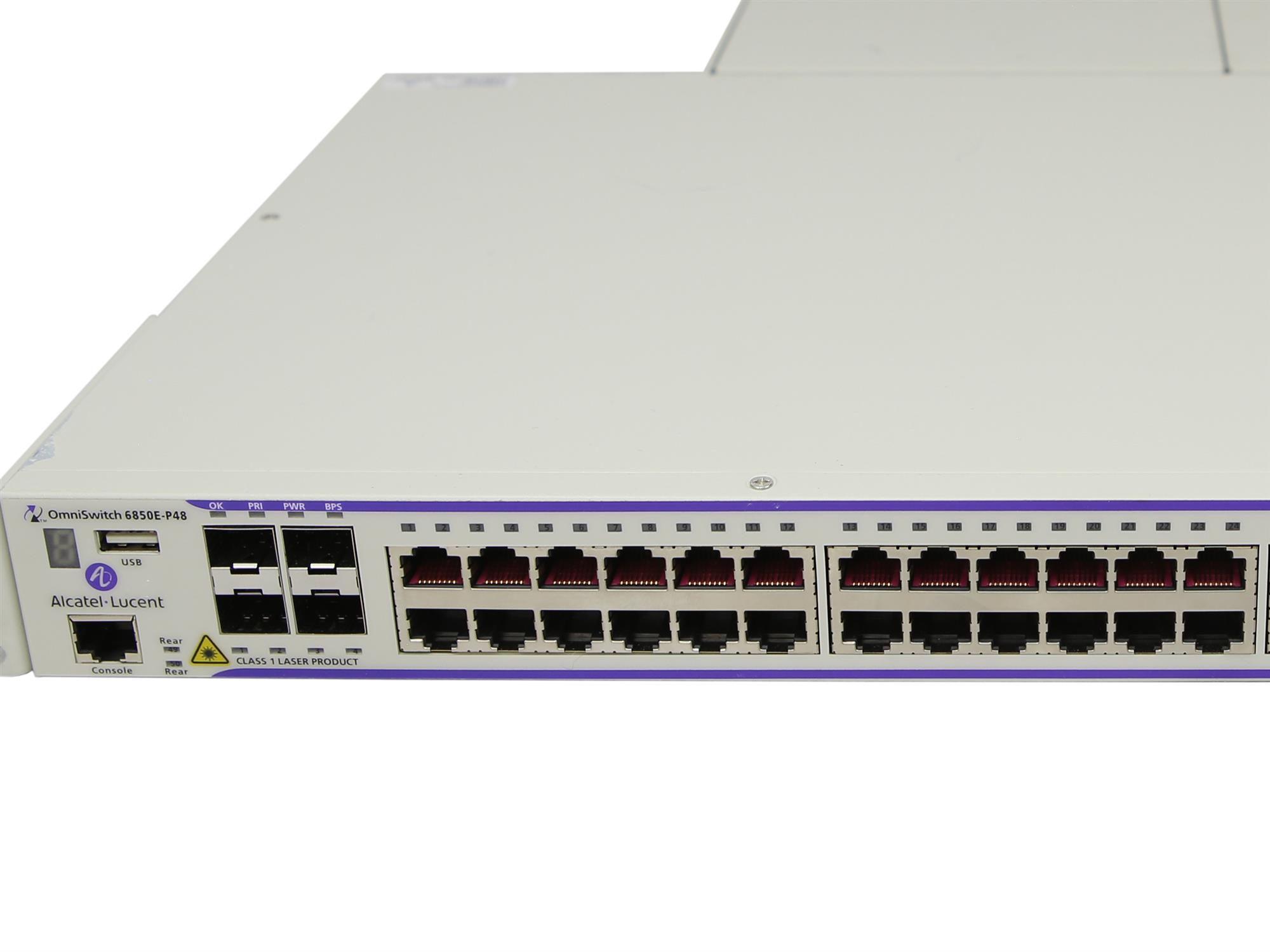 Switch Alcatel-Lucent 6850E-P48 48xPoE 1Gb 4x Combo SFP 1Gb 2x PS-360W-AC-E - immagine 2