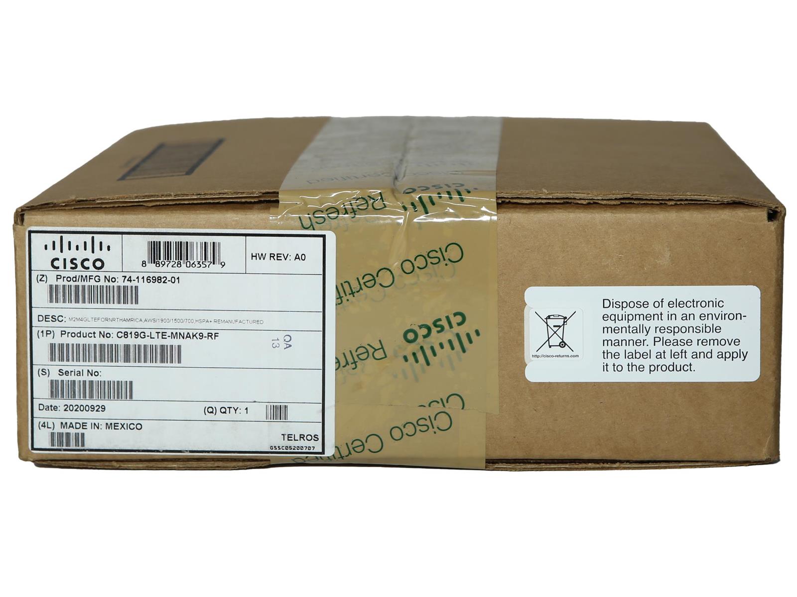 Router Cisco C819G-LTE-MNAK9-RF M2M 4G LTE AWS/1900/1500/700 HSPA+ Gestibile - immagine 2