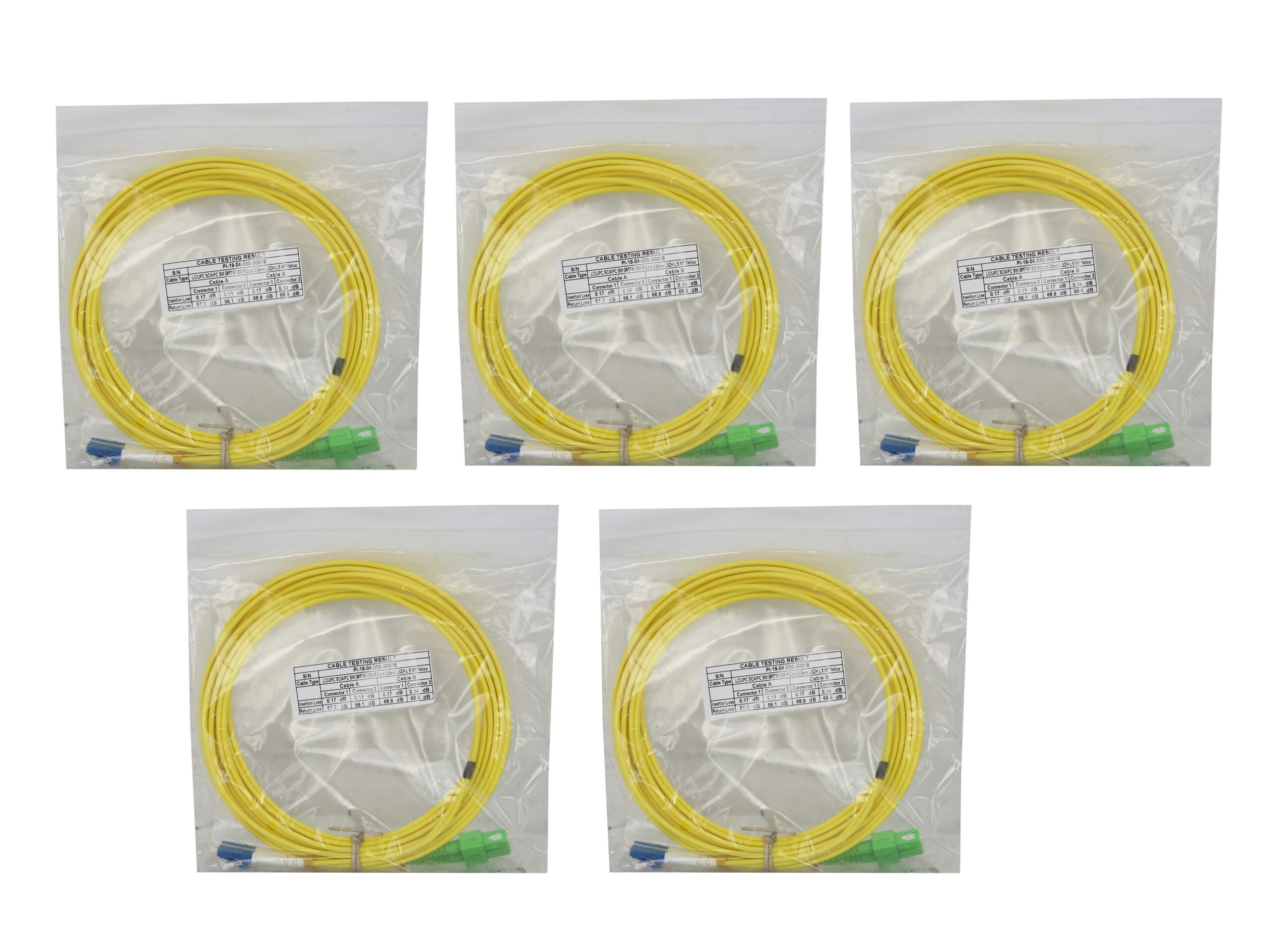 5x Cavo Patchcord in fibra ottica LC/UPC SC/APC SM G657a1 DX 3,0 mm LSZH 5 m Nuovo