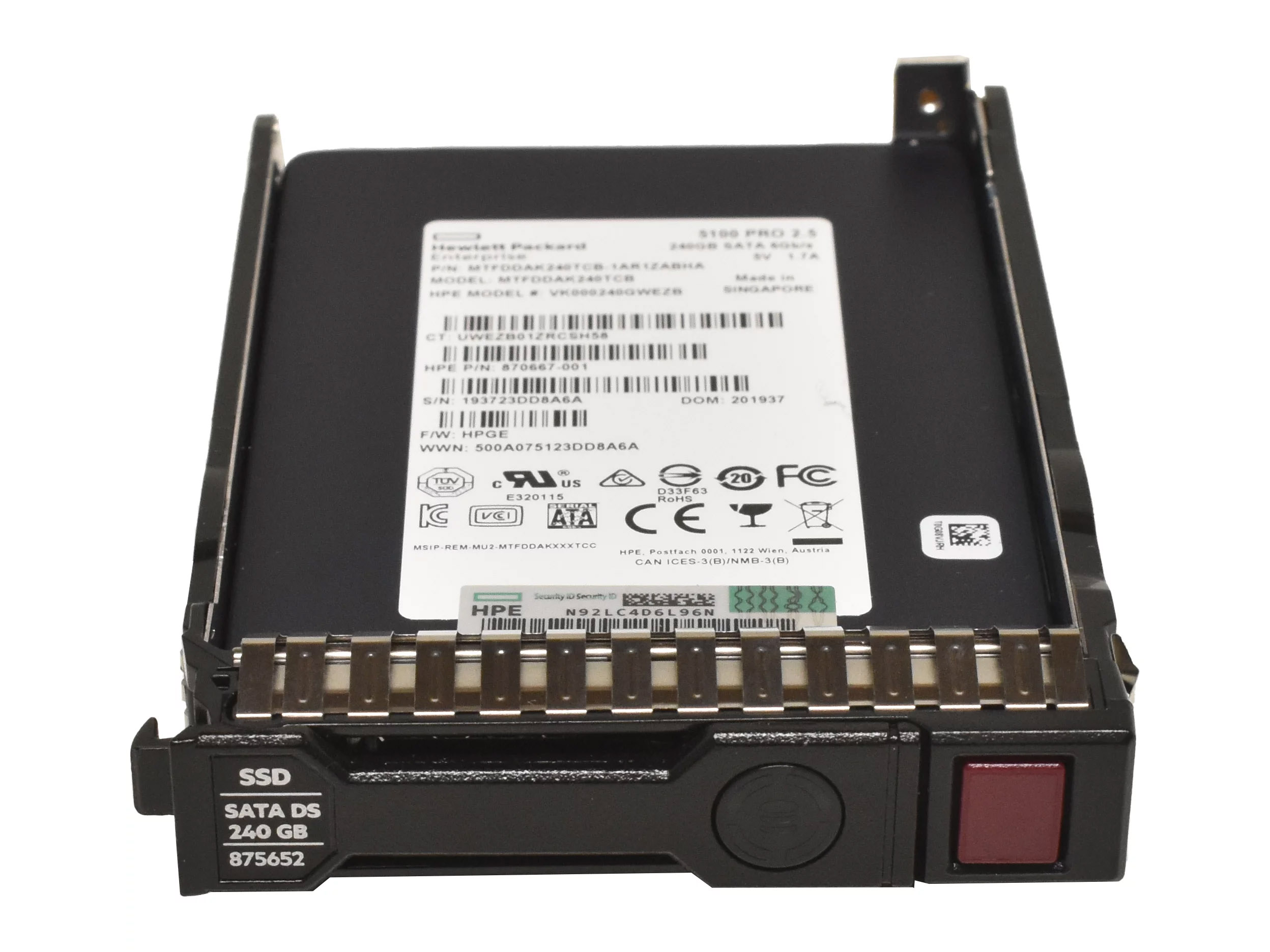 Micron HPE 5100 PRO 2,5 240 GB SATA 6 Gb SSD MTFDDAK240TCB 875652-001 870667-001 - immagine 3