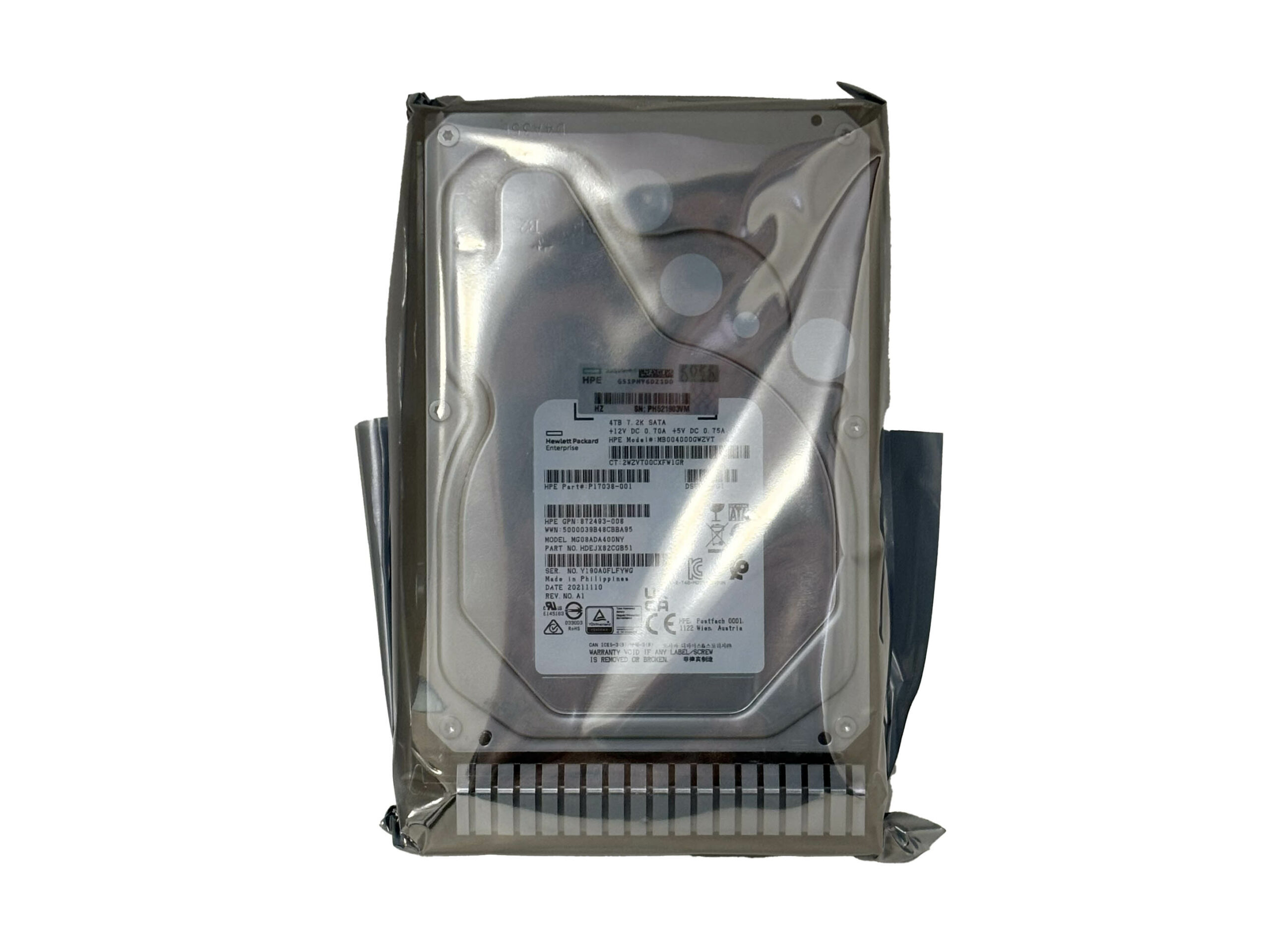 Disco HPE MG08ADA400NY 4 TB 7,2K HDD 3,5 SATA LFF 872491-B21 Per ProLiant Nuovo